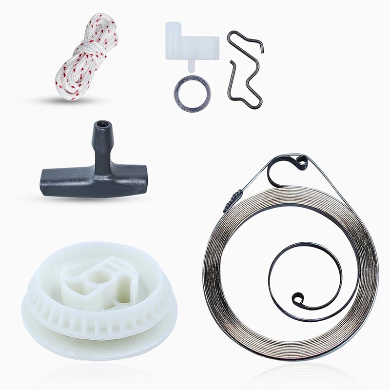 Chainsaw Recoil Starter Kit, Rope Pulley Handle Spring Claw, Compatible