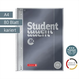 Brunnen 1067126 Notebook/Notepad Student Premium Set Treated Cover with Metallic Effect A4 Squared Ruled 26 cm 90 g/m² 80 Pages