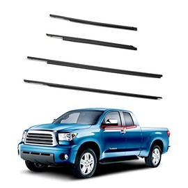 4PCS Car Door Glass Weatherstrip Belt Kit Exterior Window Moulding Trim Seal Compatible with 2007-2020 Toyota Tundra Double Cab Replaces 68160-0C020 68210-0C020 68163-0C010 68164-0C010
