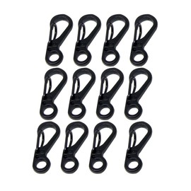 Bytiyar 12 pcs Mini SF Carabiner Clips with Metal Spring Wiregate Hook and Little Eye Hole for Keychain Key Paracord Backpack Clasps Tractical Kit Accessory, Black