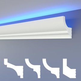 HEXIMO LED Stucco Moulding Strips, XPS Polystyrene Indirect Lighting Wall & Ceiling Stucco Moulding Mouldings for Wall Ceiling Cladding (1.7 Metres HLED 10)