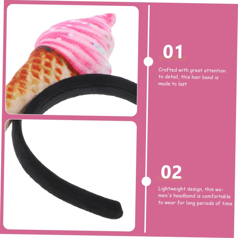 VICASKY Womens Ice Cream Headband Cute Decorative Hair Band for
