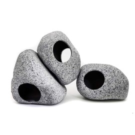 JIH Aquarium Decorations Rock, Ceramic Shelters - Shrimp Habitat, Breeding Tube, Hiding cave, Stackable Fish Tank Decor Cave for Hiding, Betta Fish (J101+J001x2)