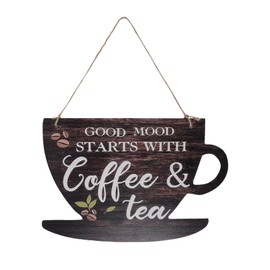 Wooden Coffee Vintage Kitchen Creative Hanging Cafe Sign Rustic Style Indoor and Outdoor Home Furnishings Lover Art Decoration 1pcs