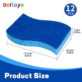 12 Count Non-Scratch Dish Sponges Kitchen, Long Lasting Cleaning Sponges for Dishes,Dual Sided Kitchen Sponges, Cleans Fast Without Scratching, Easy to Dry and Reusable-Blue