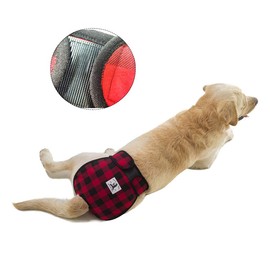 Miaododo Medium Large Dog Diapers Female,Reusable Plaid Printing Dog Diapers Covers Female with Velco Washable Dog,S-XL,Extra Large (XL(31.5''-41.3'' Waist), Red+ Grey)