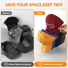 TAOceeXI Hat Stand for Baseball Caps Display Hat Holder Organizer，No Install Rack Acrylic Hat Storage for 14 Baseball Caps、Closet Cowboy （2 Pack ）