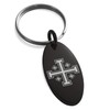 Tioneer Black Stainless Steel Jerusalem Cross Symbol Small Oval Charm