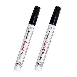 Artsunlvy Rotuladores permanentes de pintura negra, paquete de 2 marcadores impermeables a base de aceite de secado rápido para plástico, neumáticos, 