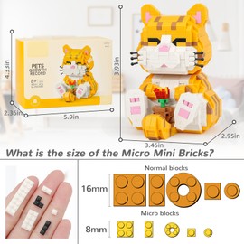 QLT QIAOLETONG - Juego de micro bloques de construcción de animales lindos, micro ladrillos de gato naranja, juguetes de construcción para adultos, recuerdos de fiesta para niños de 8 a 12 años,