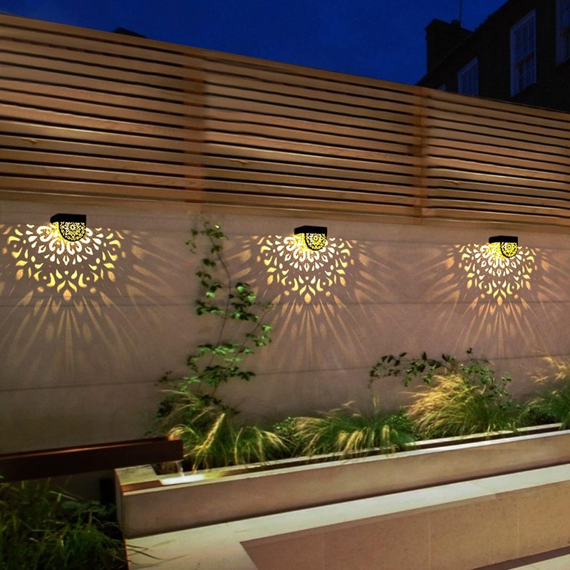 EKQ Solar Fence Lights Wall lihgts Outdoor Decorations 6 Pack
