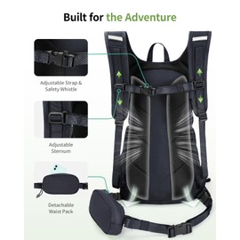 ECOHUB Hydration Backpack for Men Women, 20L Lightweight Hiking Daypack Cycling Backpack with 2L Water Bladder, Insulated Hydration Pack with Waist Pack