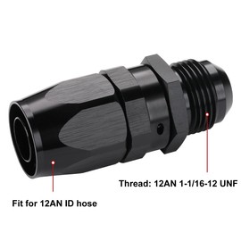 Podavelle 12AN Male Flare to 12AN Swivel Hose End Fitting Adapter Straight Aluminum Black