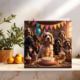 Cocker Spaniel Birthday Card - Cute Dog Cocker Spaniel Card 145mm x 145mm