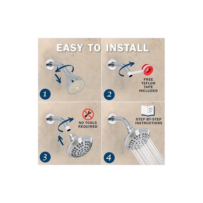 Aqua Elegante 6 Function Luxury Shower Head - High Pressure