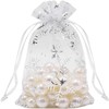 50 PCS Snowflake Organza Bags for Christmas, White Organza Gift