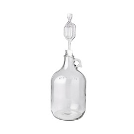 FastRack 1 Gallon Glass Jug with #6 Rubber Bungs & Twin Bubble Airlock – Fermentation Jars for Home Brewing, Clear Glass Fermenter Containers for Liquid Fermentation