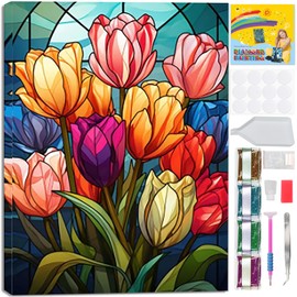 Flower Diamond Painting Kits for Adults with Framed - with Beautiful Gift Box Diamond Art Kits for Adults DIY 5D Round Full Drill Gem Art and Crafts,for Send Gift and Home Decor 7.8x11.8in