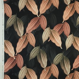 Kt KILOtela - Digital Printed Canvas Fabric Half Panama Organic Cotton Decoration Upholstery Cushion Width 280cm Length Selectable 50 by 50cm Saffron Botanical Black Brown