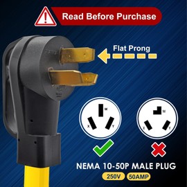 M1A2 3-Prong Dryer Adapter 50 Amp to 30 Amp Socket NEMA 10-50P to 10-30R Compatible with Old Dryer Range New Outlet STW 10/3 Gauge 250V 125V ETL Listed