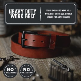 Main Street Forge All American Leather Belt | Made in USA | Men's Heavy Duty Work Belt | Brn-36