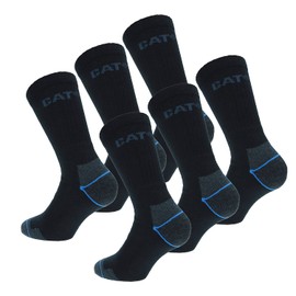 6 Pairs CATERPILLAR Work Socks for Men for Accident Prevention Made of Coolmax, Double Reinforcement on Toe and Heel, High Quality Yarns, Cotton Sponge and Lycra Fibre, black