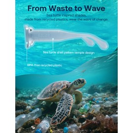 SOJOS Ocean Collection Retro Oval Polarized Sunglasses for Women Men Vintage Recycled Plastic Frame Eco-Friendly, Sunlight, Blue/Blue