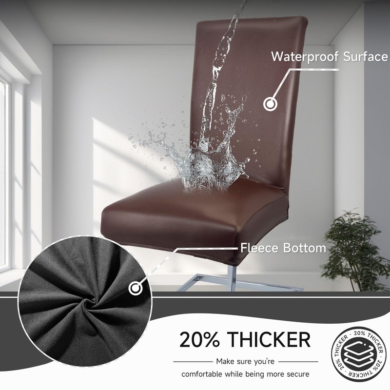 WENZMOC PU Leather Dining Chair Covers Removable 100% Waterproof Chair