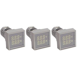 Shopcorp -Digital Led Display Indicator Voltmeter and Ammeter, Multimeter Voltage AC50-500V and Current Meter 0-100A, Gauge Meter Tester Volt Amp Monitor-AD101-22VAMS Model, Square Panel Grey (3 Pack)