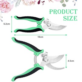 OFFCUP Garden Secateurs, Florist Scissors, Bypass Pruning Shears Professional Secateurs Pruning Scissors Snips with Gloves, Trimmer, Clippers with Locking Handle, Gardening Gifts for Men (Green)