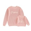 Mommy and Me Family Matching Sweaters Letter Embroidery Long Sleeve