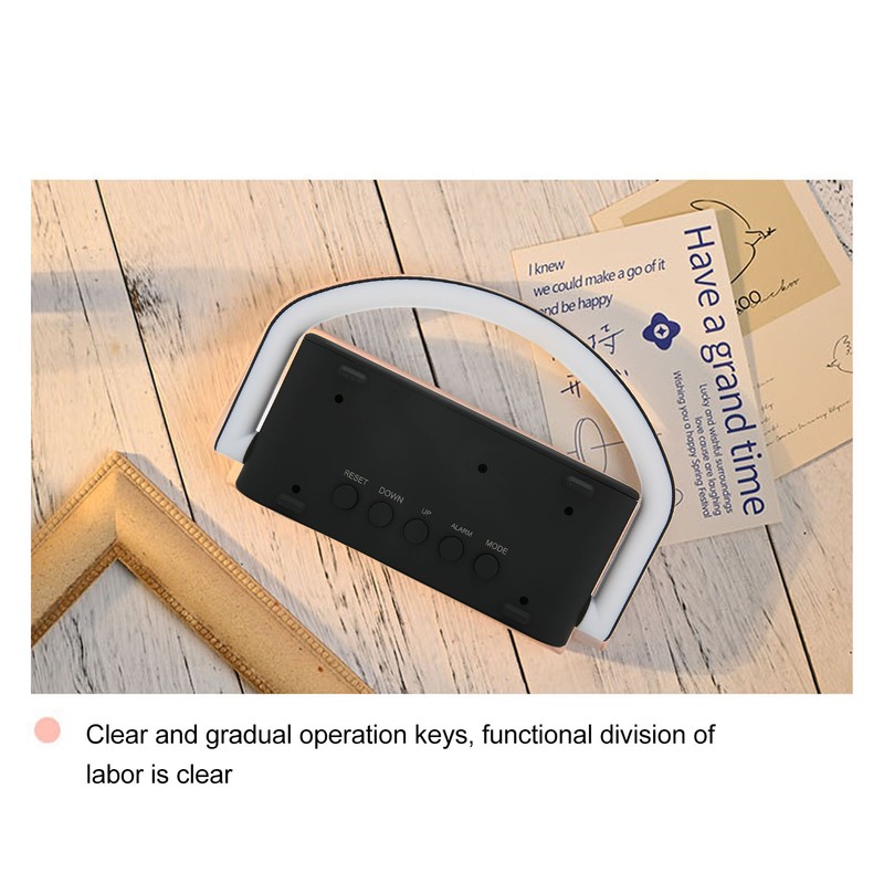Wireless Charging Alarm Clock Two Levels Adjustment Night Light Multifunction