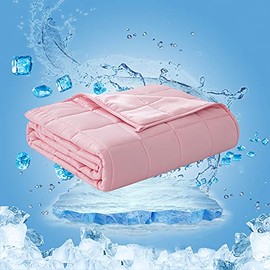 Dornroscn Cooling Weighted Blanket for Adult or Kids Suitable for Twin/Full Size Bed ,Organic Bamboo Weighted Blanket with Glass Beads for Hot Sleepers Pink (48"x72" 15lbs Pink)