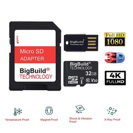 BigBuild Technology 32GB Ultra Fast 100MB/s U3 Micro SDHC Memory Card for Garmin Dash Cam 66W, Garmin Dash Cam 67W Satellite Navigator/Dashboard Camcorder