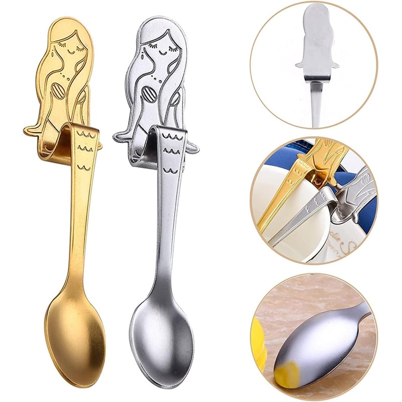 LATRAT Set of 4 Mermaid Coffee Spoons, Stainless Steel Spoons,