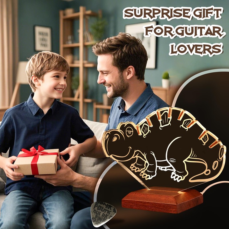 CoolGift Mart Light Up Guitar Pick Holder, Acrylic Dinosaur Pick