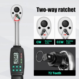 XLIT 1/2" Digital Torque Wrench ±2% Accuracy (5-99.5 ft-lb) - Buzzer/LED Overload Alerts - Cr-V Steel - Automotive, Bike, Motorcycle Repair Wrench with Calibration Report & Case