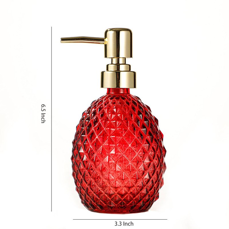 WAIT FLY Rhombus Surface Glass Soap Dispenser with Plastic Pump,
