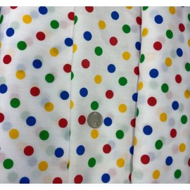 Unbranded Multi color Polka Dot Print on White Cotton Polyester Blend Fabric 60" by yard
