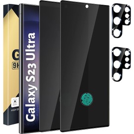 CWQZGUF 2+2 Pack Privacy Screen Protector Compatible with Galaxy S23 Ultra 5G - 2 Privacy Film + 2 Camera Lens Tempered Glass, High Clarity Bubble Free, Anti-Spy Protection