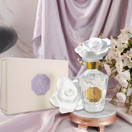 Reed Diffuser Set, Pretty Valley Home Diffuser Rose Petals Gypsum White Flower Oil 100Ml / 3.38fl OZ Gift Box for Bathroom Office Bathroom Living Room Decor (Magnolia & Orchid)