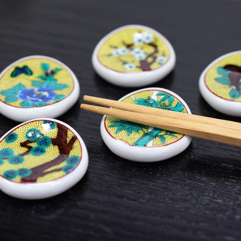 Chopsticks Rest Stylish Set of 5 Kutani Ware Yoshidaya Picture