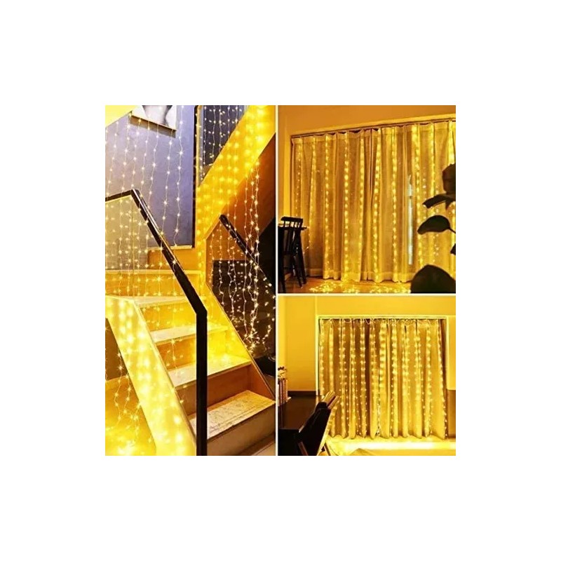 Yinlikede Cortinas Serie Luces 300 Led Navidad Decorativas Fiesta 3x3m