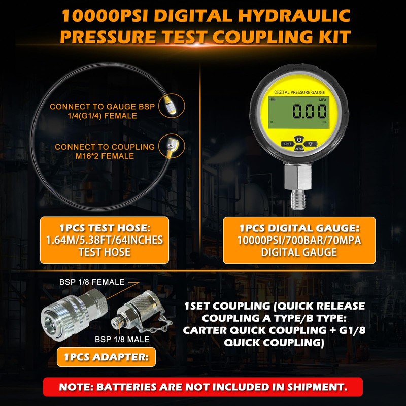 PumpShark 10000PSI Digital Hydraulic Pressure Test Kit - 1/4 Inch