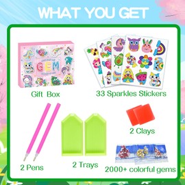 EFNHJF5 33 Pieces Diamond Painting Children Animals Girls Mermaid Diamond Painting Stickers, 5D Diamond Painting Set Animals, DIY Diamond Painting Sticker Kit for Children