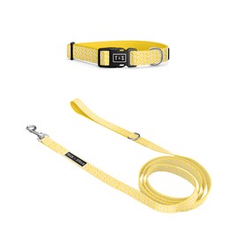 Tella & Stella - Dog Collar & Leash Set for Small Dog - 5 ft Long 5/8″ Leash Wide - Recycled Water Bottles Adjustable Collar 9 to 12.5" - Lined with Neoprene - D Ring for Hooking Accessories (Medium)