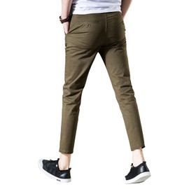 AONGSNNY Men‘s Cropped Chino Pants Skinny Fit Chinos Khaki Pant 128ArmyGreen 28