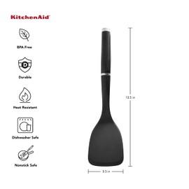 KitchenAid KE001OHOBA Classic Solid Turner, Black, 13.5x 3.3 Inch