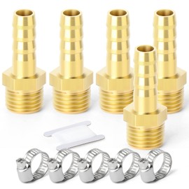 ERGAOBOY 10pcs 8mm OD Barb to 1/4" BSP Male Brass Hose Barb Compression Fittings