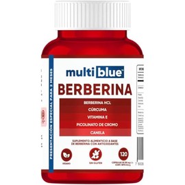 MultiBlue - Berberina 120 Cápsulas | Vitamina E, Cúrcuma, Canela y Picolinato de Cromo | Sin Gluten Vegano | Keto Friendly | Apoyo Cardiovascular | Ca